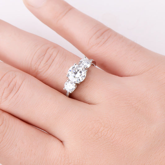 3 Stone 3 Carat Moissanite Ring - Brinxx Couture