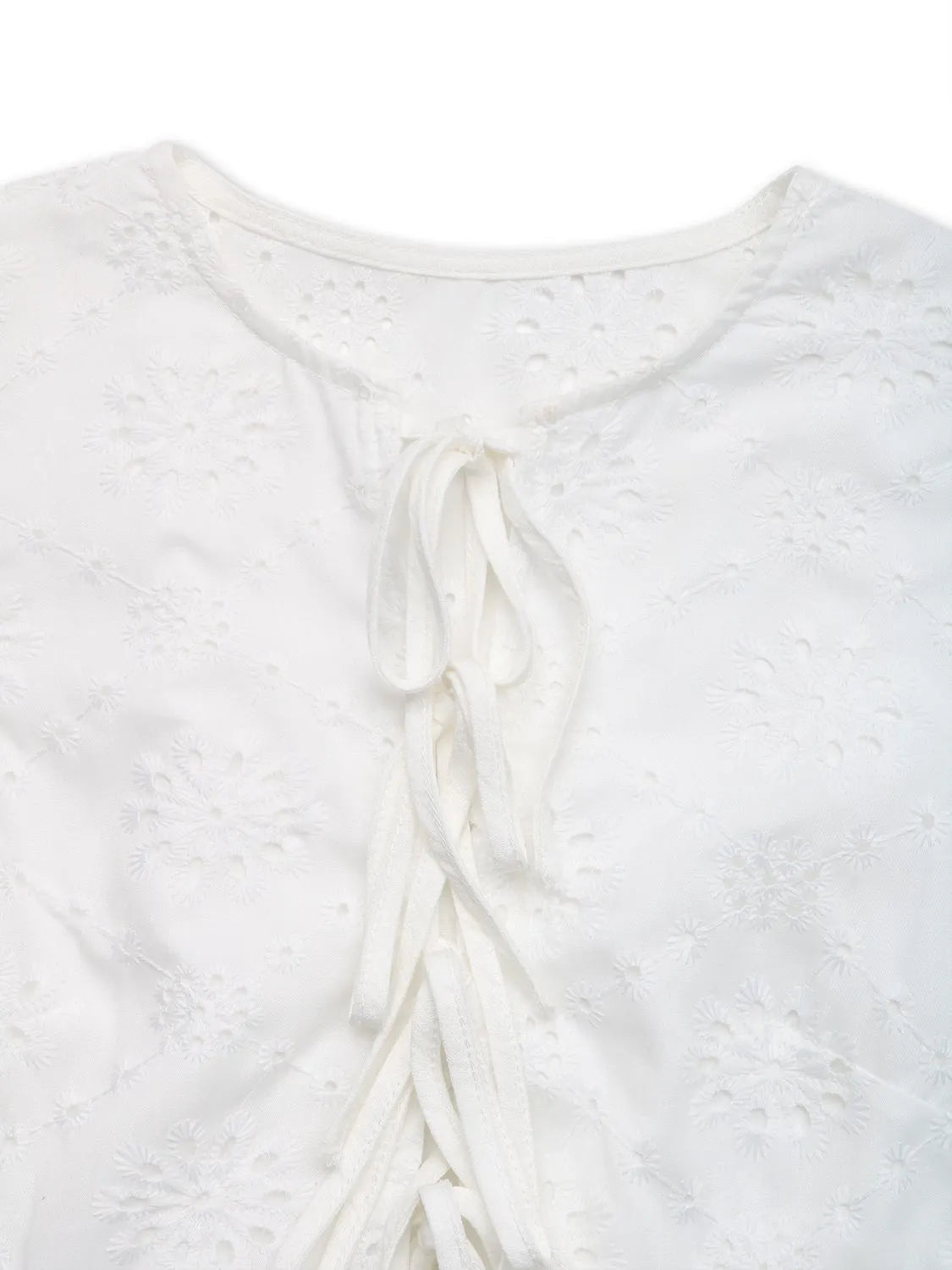 Eyelet Tie Front Sleeveless Mini Dress - Brinxx Couture