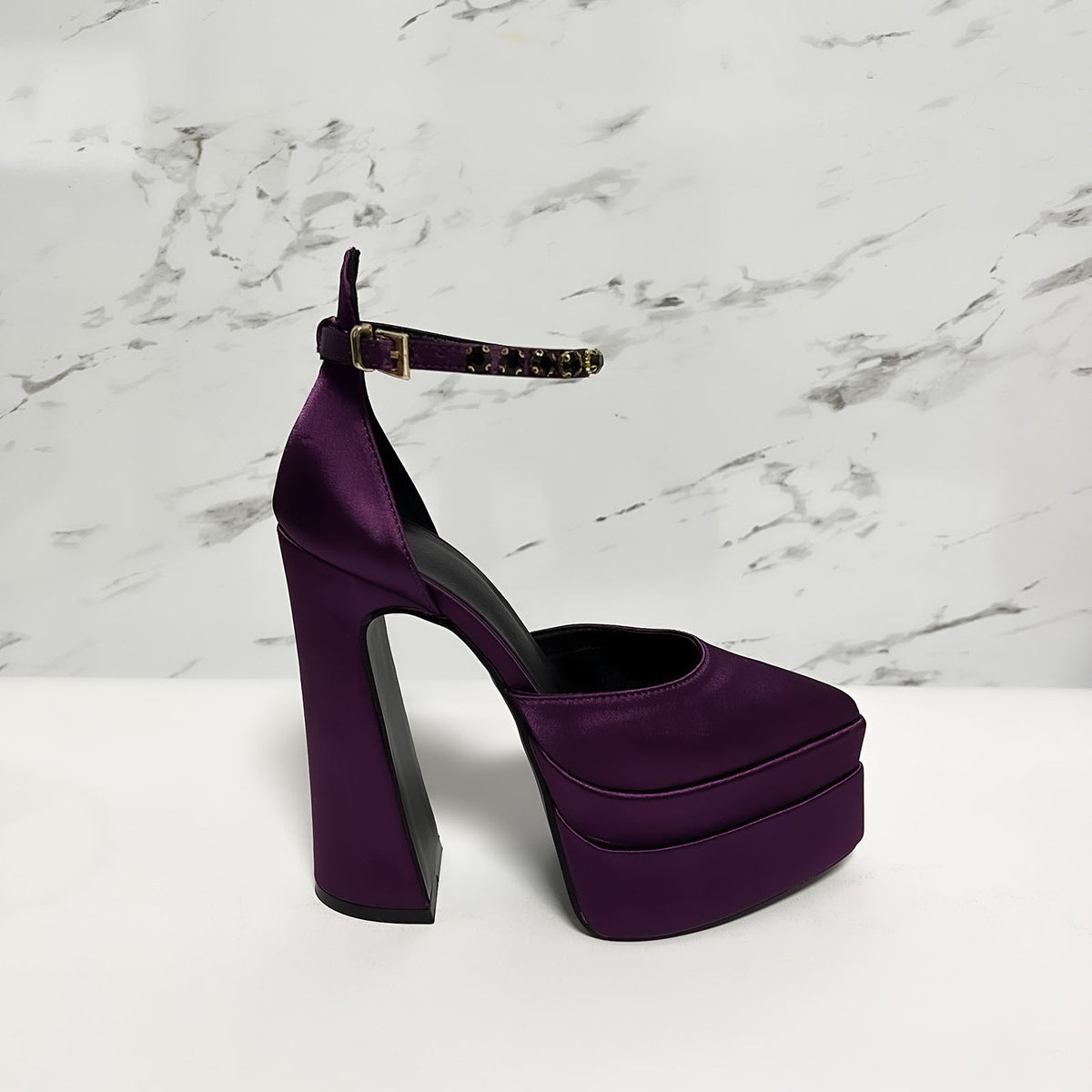 Jewel Strap Satin Platform Heels - Luxe Elegance - Brinxx Couture
