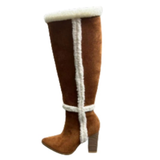 Lamb Fur Brown Suede Boots - Brinxx Couture