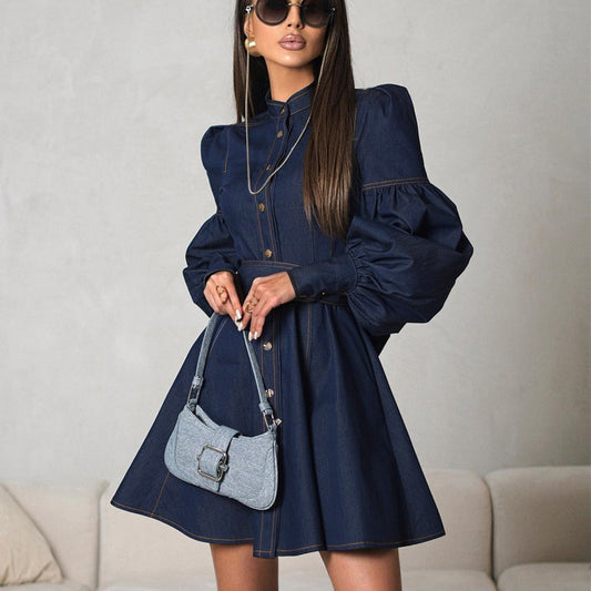 Long Sleeve Denim Shirt Dress - Brinxx Couture