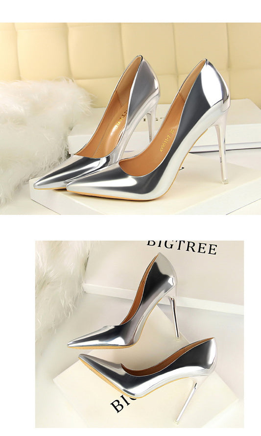 Metallic Pointed Toe Classic Pumps - Brinxx Couture