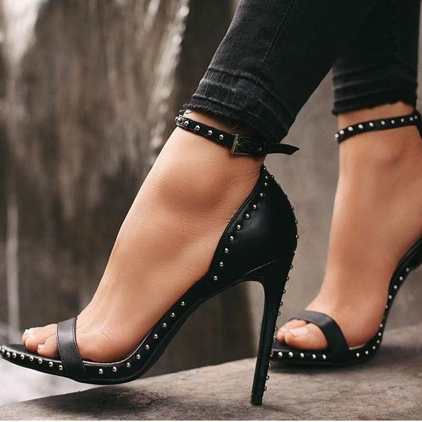 Rivet Strap Stiletto Heels - Brinxx Couture
