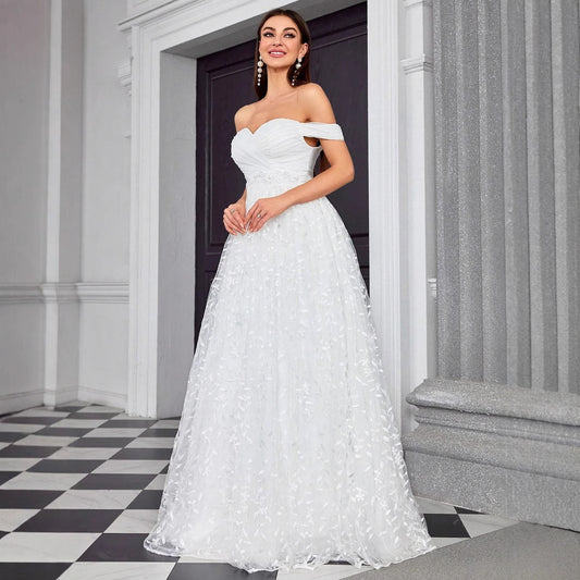 Off Shoulder Elegant Wedding Dress - Brinxx Couture