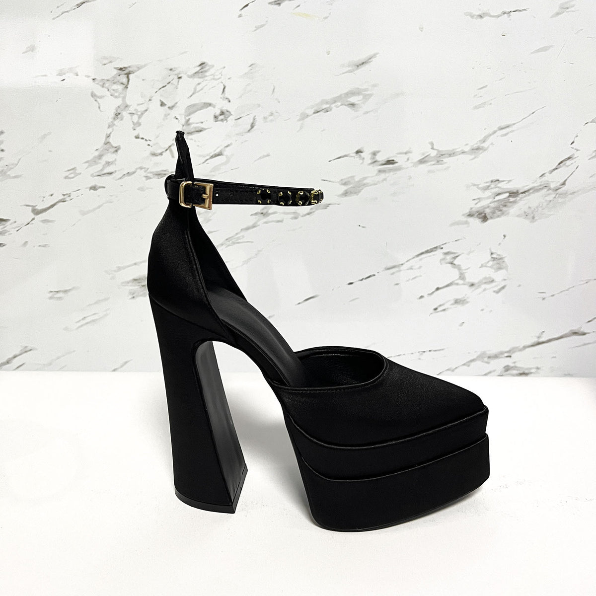 Jewel Strap Satin Platform Heels - Luxe Elegance - Brinxx Couture