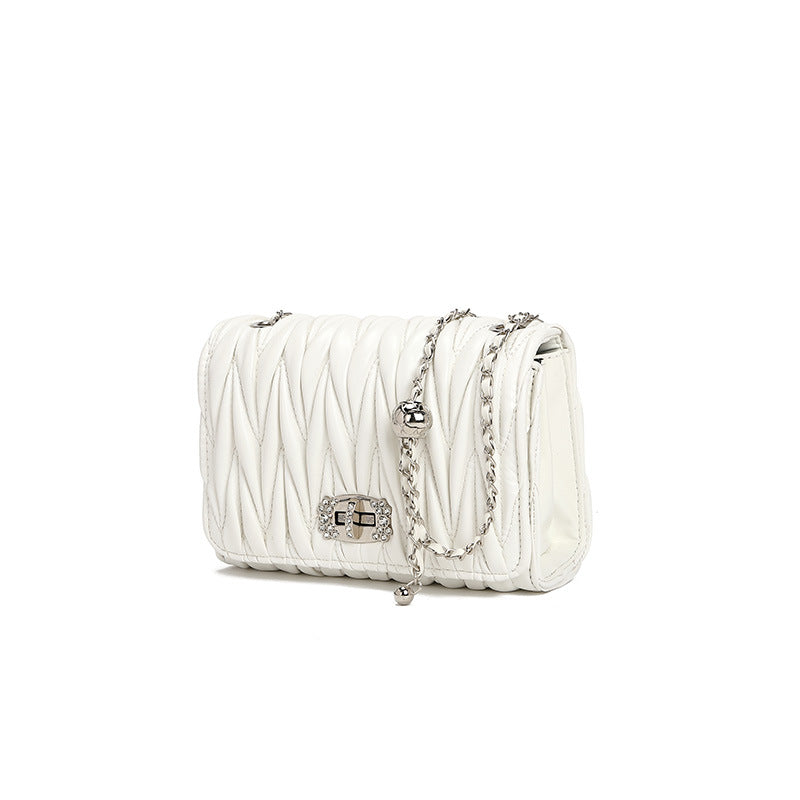 Pleated Chain Small Crossbody Bag - Brinxx Couture