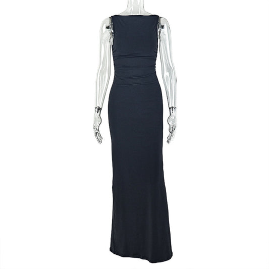 High Neck Backless Maxi Dress - Sleeveless Elegance - Brinxx Couture