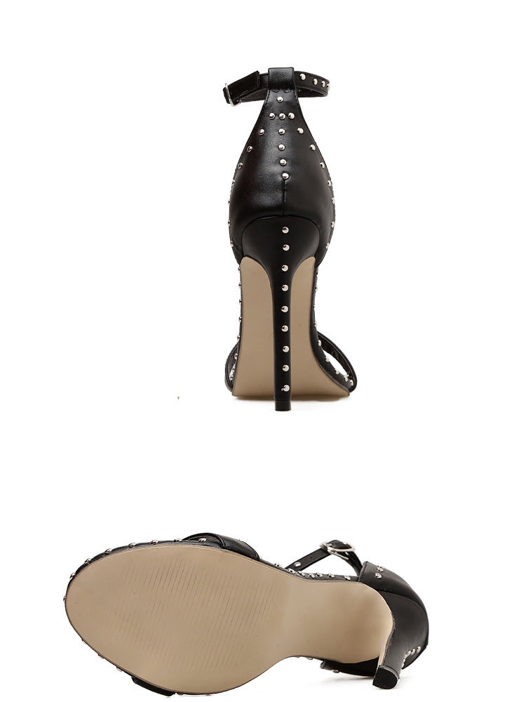 Rivet Strap Stiletto Heels - Brinxx Couture