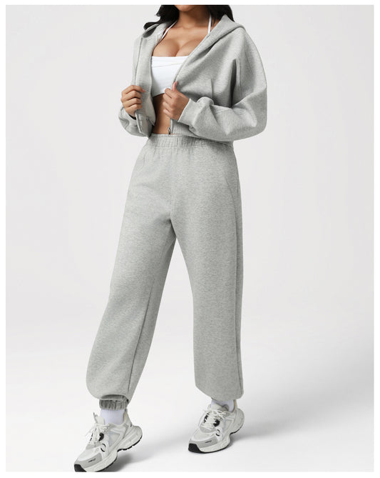 Cotton Zip-Up Track Suit - Loose Fit Athleisure Set - Brinxx Couture