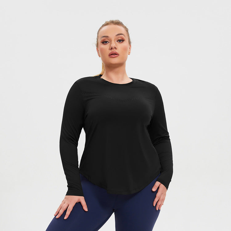 Plus Size Mesh Long Sleeved Quick Top - Brinxx Couture