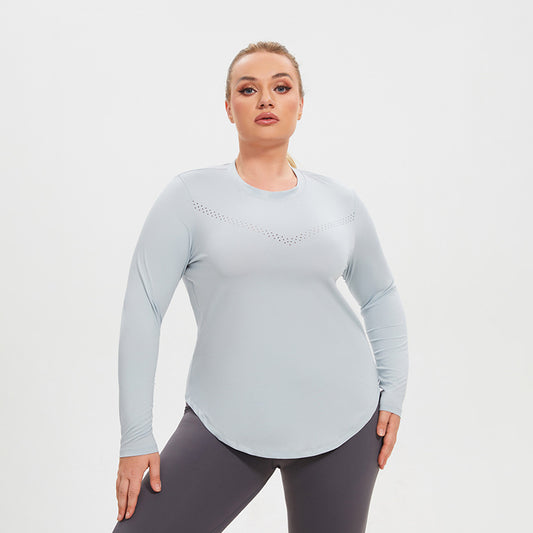 Plus Size Mesh Long Sleeved Quick Top - Brinxx Couture