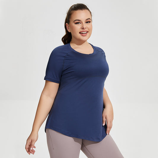 Plus Size Short Sleeve Yoga Shirt - Brinxx Couture