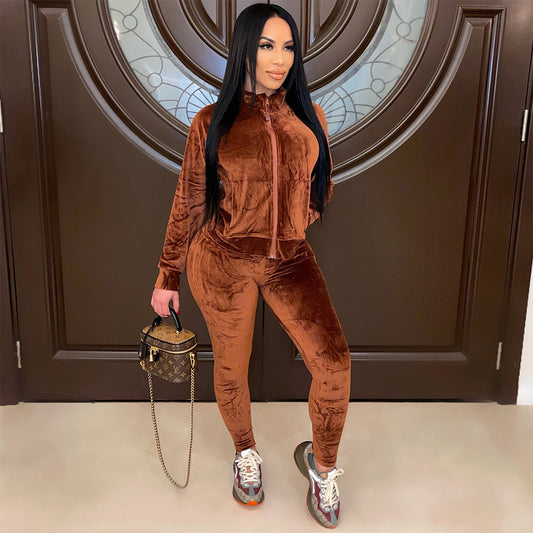 Plush Long Sleeve Track Suit - Brinxx Couture