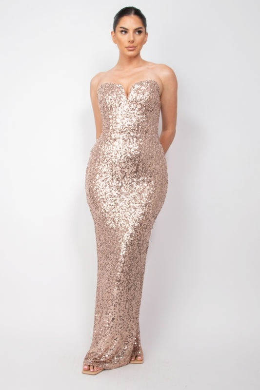 Sequin V-bar Crisscross Tube Dress - Brinxx Couture