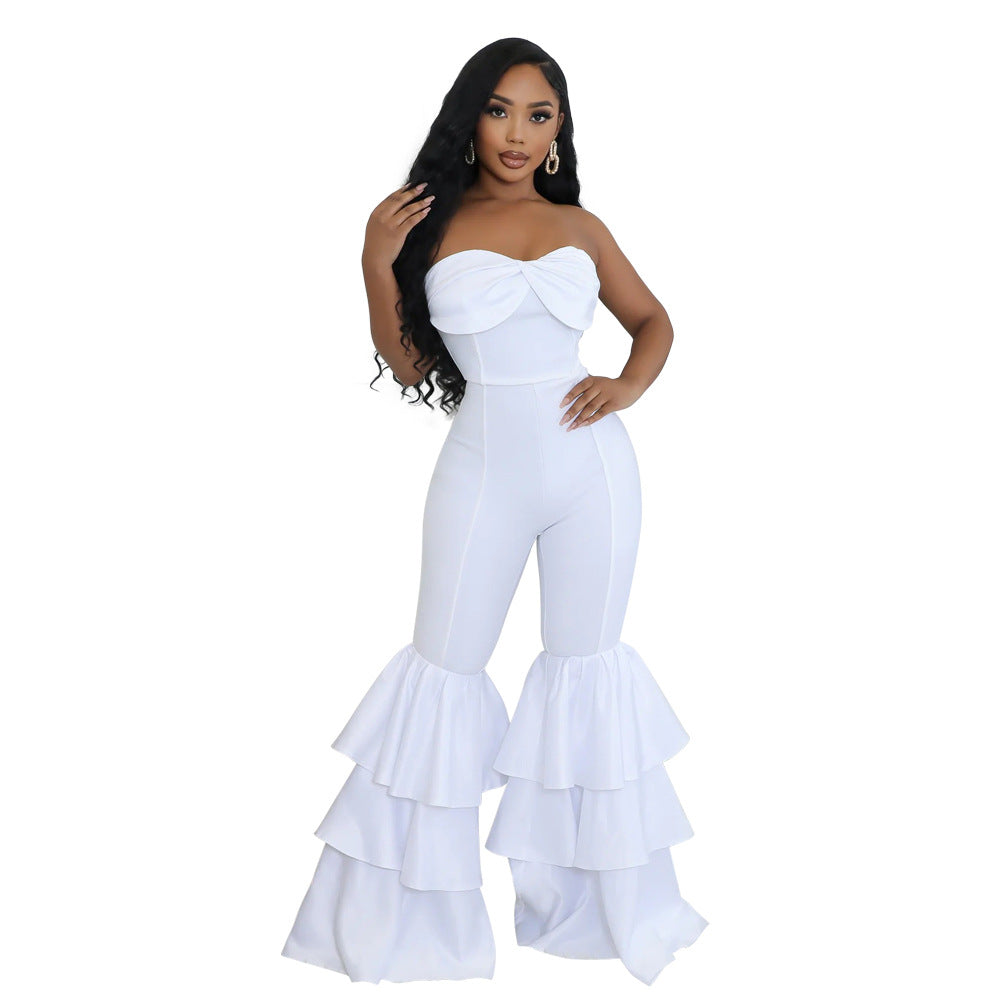 Tube Top Pleated Lace Jumpsuit - Brinxx Couture