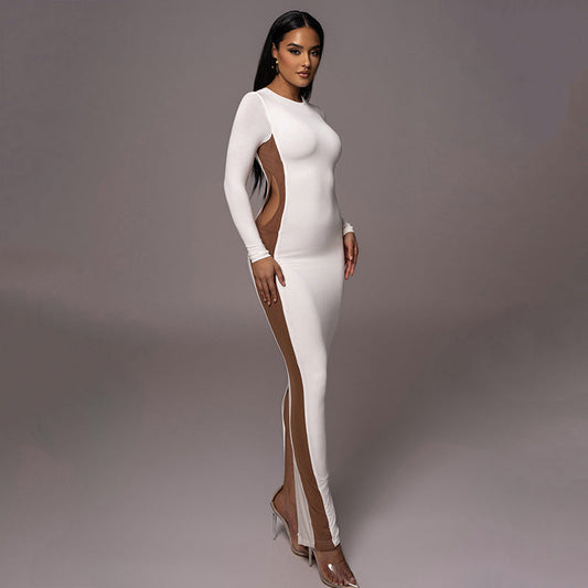 Two Tone Full Length Bodycon Dress - Brinxx Couture