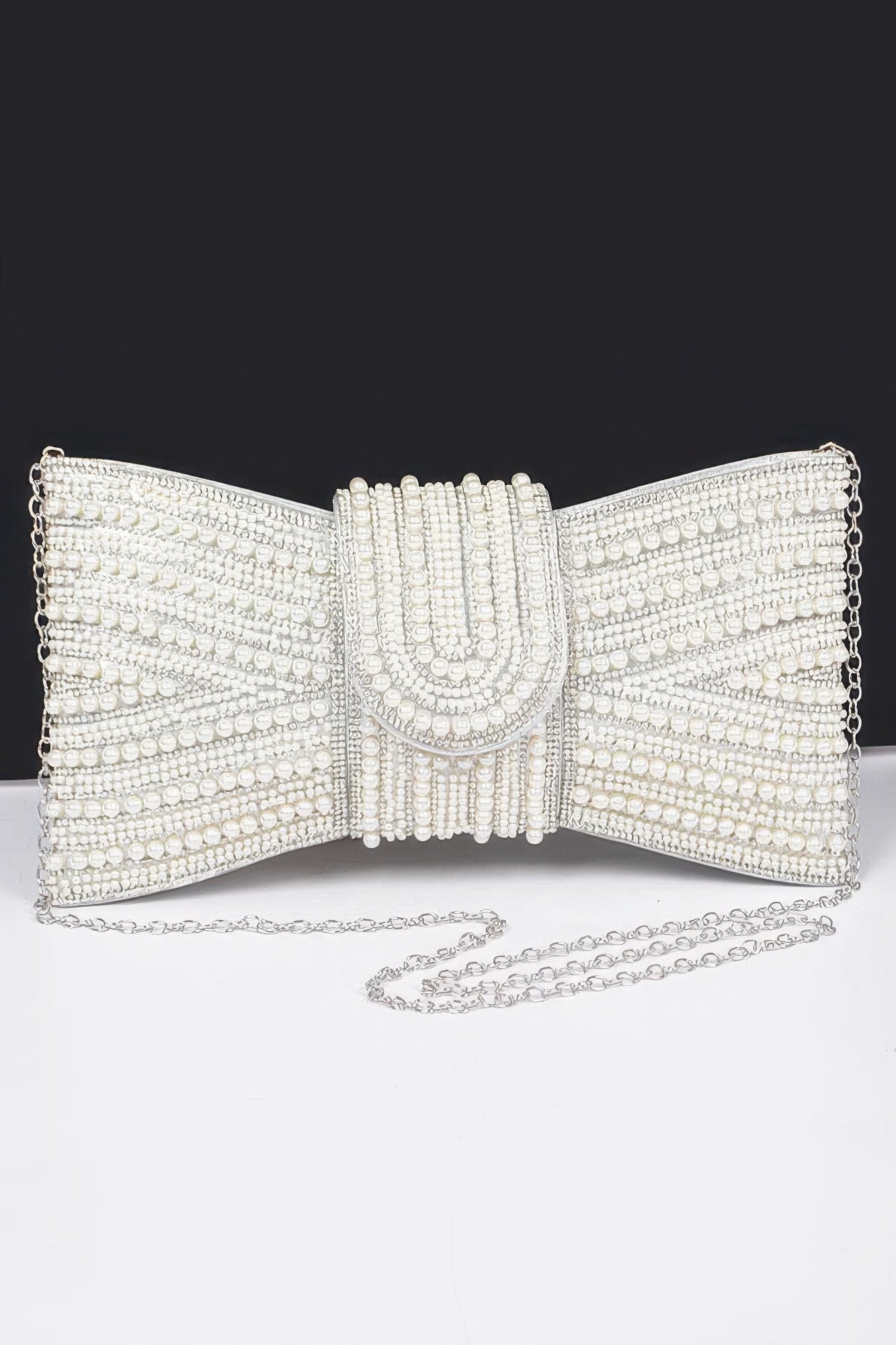 Pearl Bow Shaped Clutch Handbag - Brinxx Couture