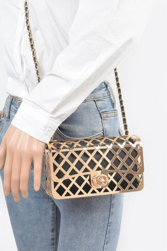 Gold Metal Cage Clutch - Brinxx Couture