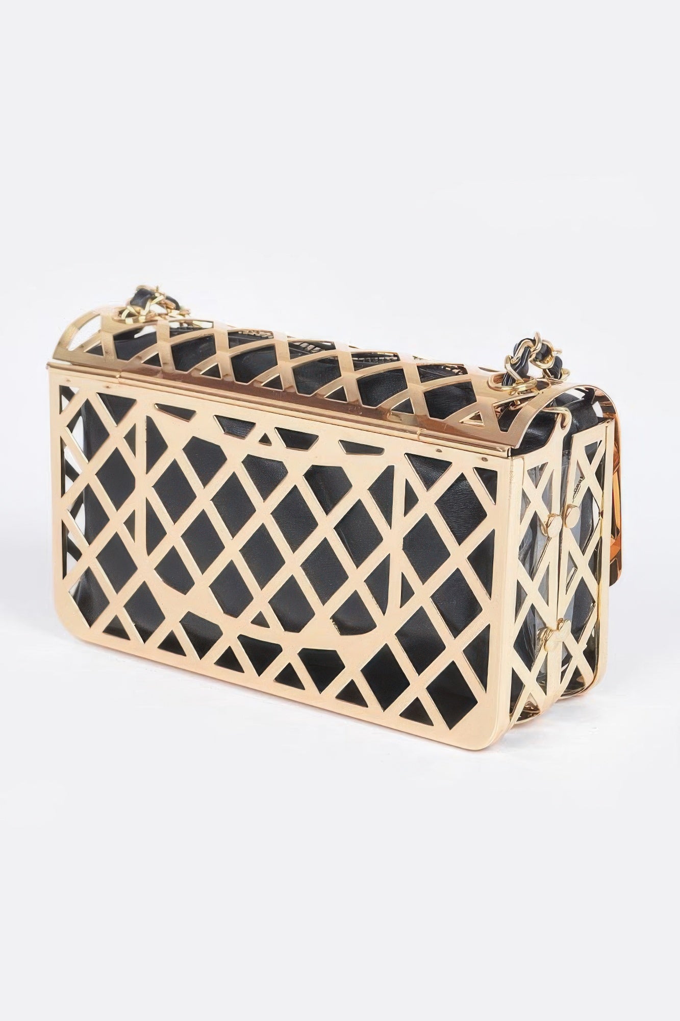 Gold Metal Cage Clutch - Brinxx Couture
