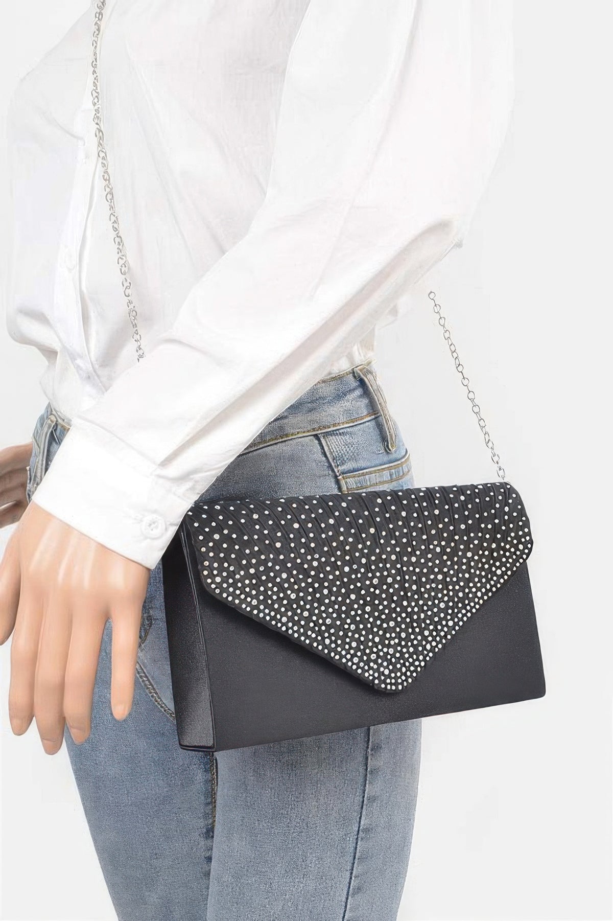 Rhinestone Satin Party Clutch - Brinxx Couture