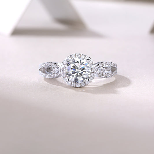 Large Moissanite Silver Wedding Ring - Brinxx Couture