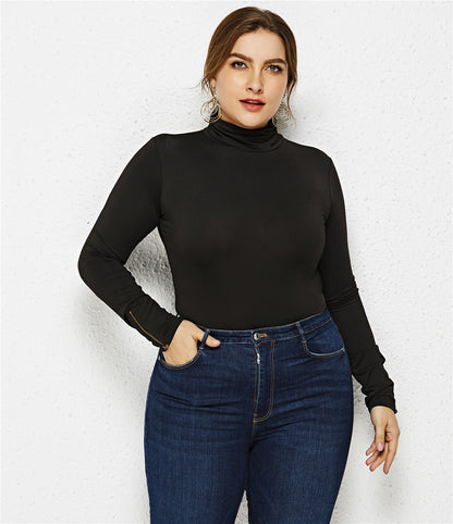 Plus Size Turtleneck Long Sleeve Bodysuit - Sleek & Comfortable - Brinxx Couture