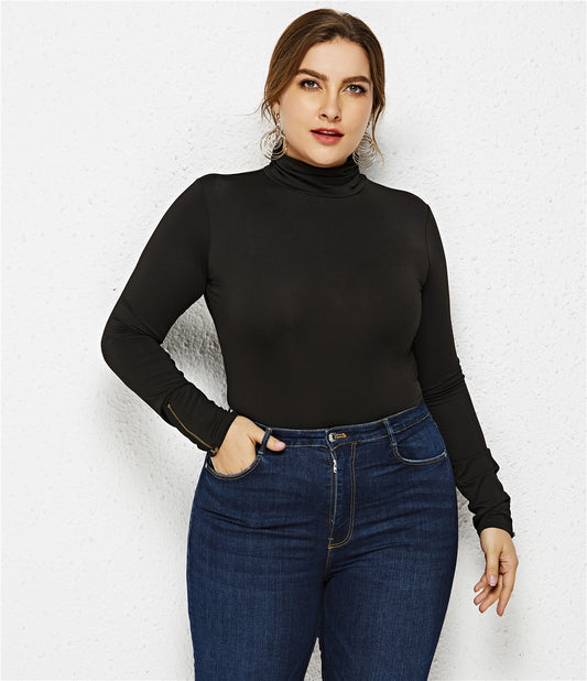 Plus Size Turtleneck Long Sleeve Bodysuit - Sleek & Comfortable - Brinxx Couture