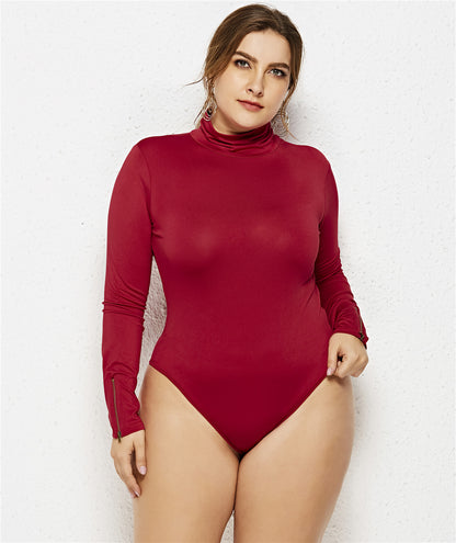 Plus Size Turtleneck Long Sleeve Bodysuit - Sleek & Comfortable - Brinxx Couture