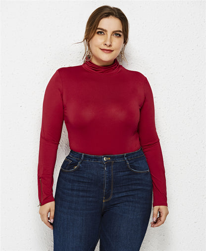 Plus Size Turtleneck Long Sleeve Bodysuit - Sleek & Comfortable - Brinxx Couture