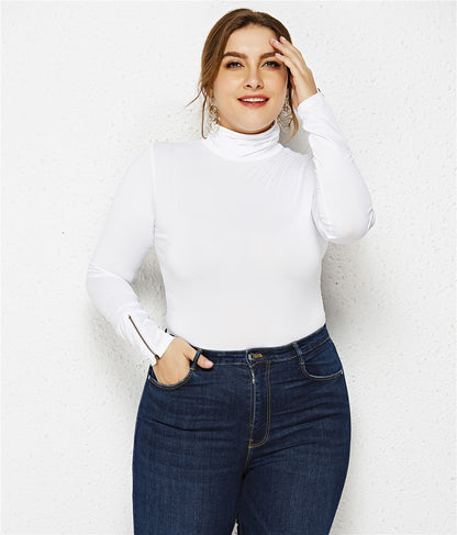 Plus Size Turtleneck Long Sleeve Bodysuit - Sleek & Comfortable - Brinxx Couture