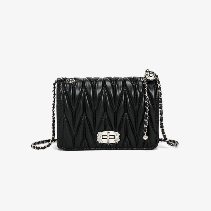 Pleated Chain Small Crossbody Bag - Brinxx Couture