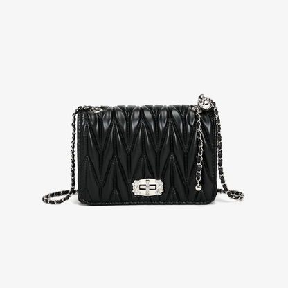 Pleated Chain Small Crossbody Bag - Brinxx Couture
