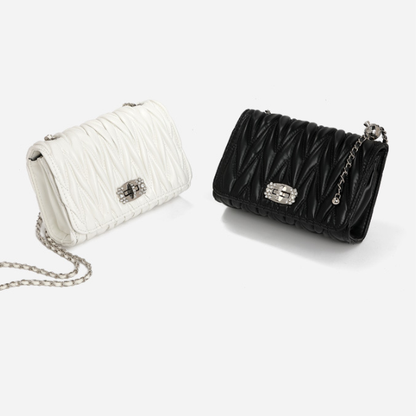 Pleated Chain Small Crossbody Bag - Brinxx Couture