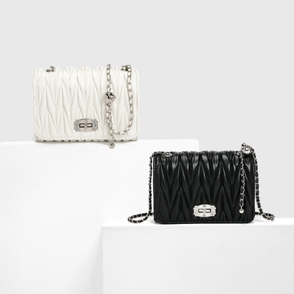 Pleated Chain Small Crossbody Bag - Brinxx Couture