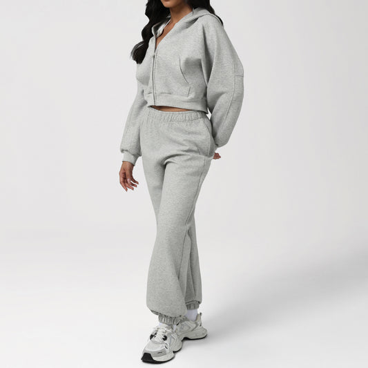 Cotton Zip-Up Track Suit - Loose Fit Athleisure Set - Brinxx Couture