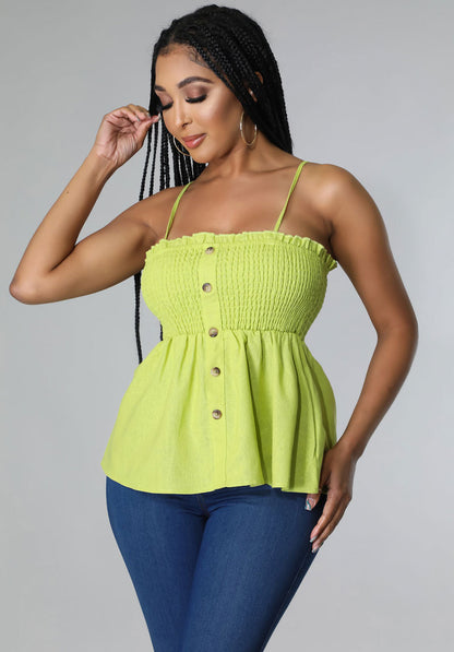 Spaghetti Strap Halter Flare Top - Flirty Feminine - Brinxx Couture
