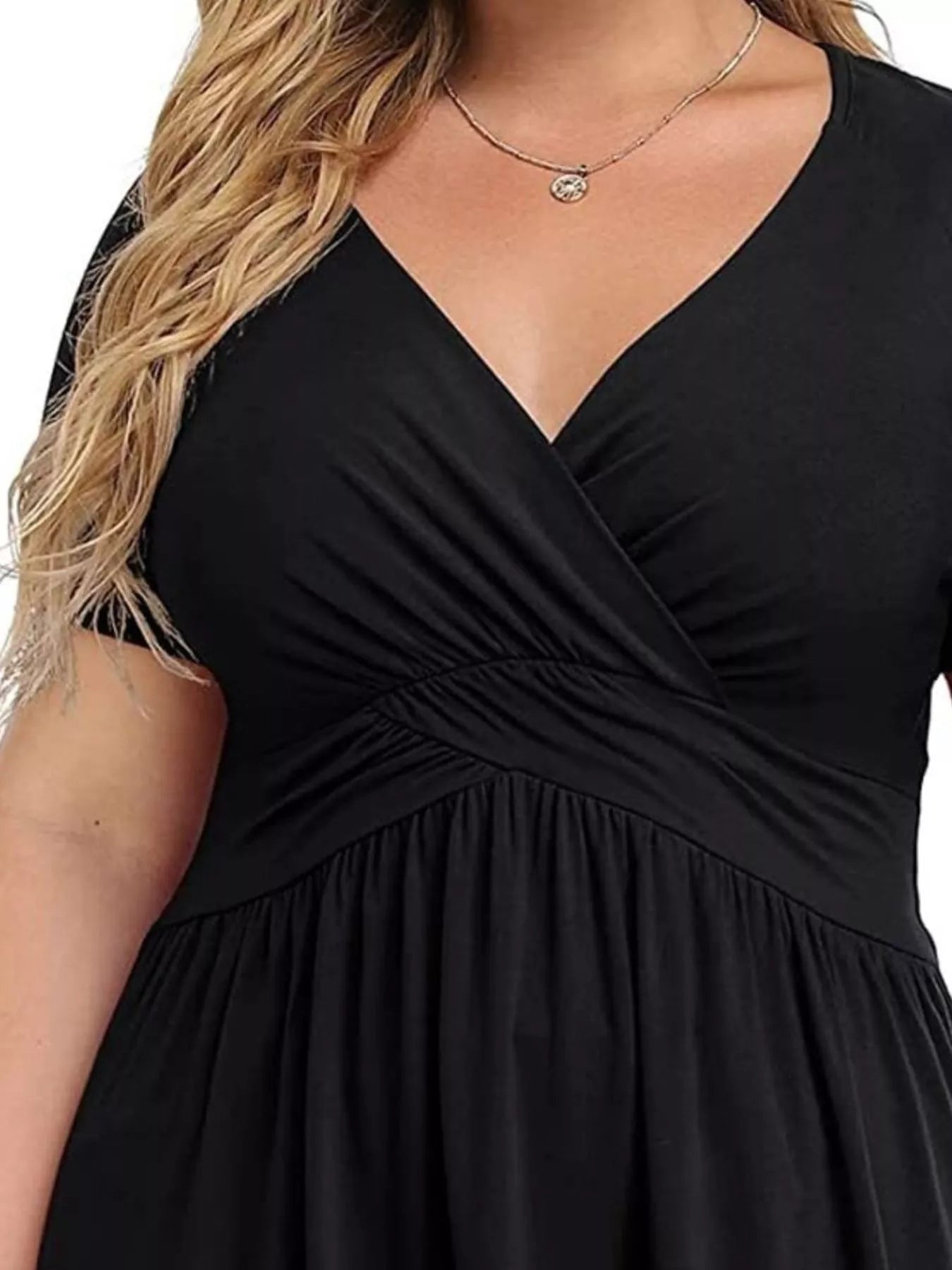 Plus Size Surplice Short Sleeve T-Shirt - Brinxx Couture