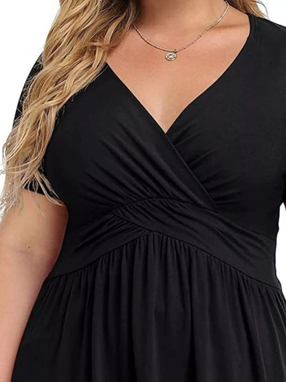 Plus Size Surplice Short Sleeve T-Shirt - Brinxx Couture