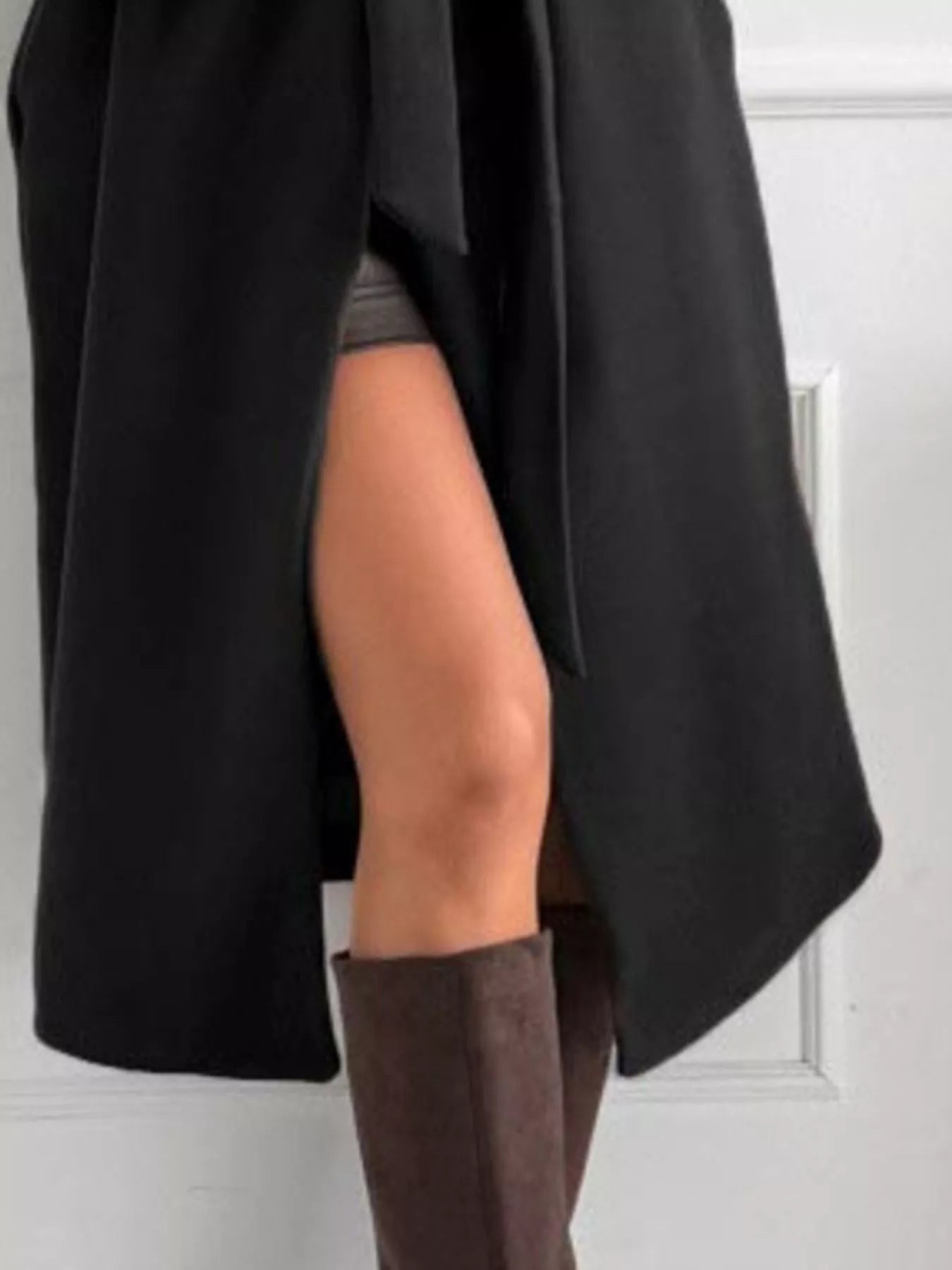 Tie Waist Longline Coat - Belted Elegance - Brinxx Couture