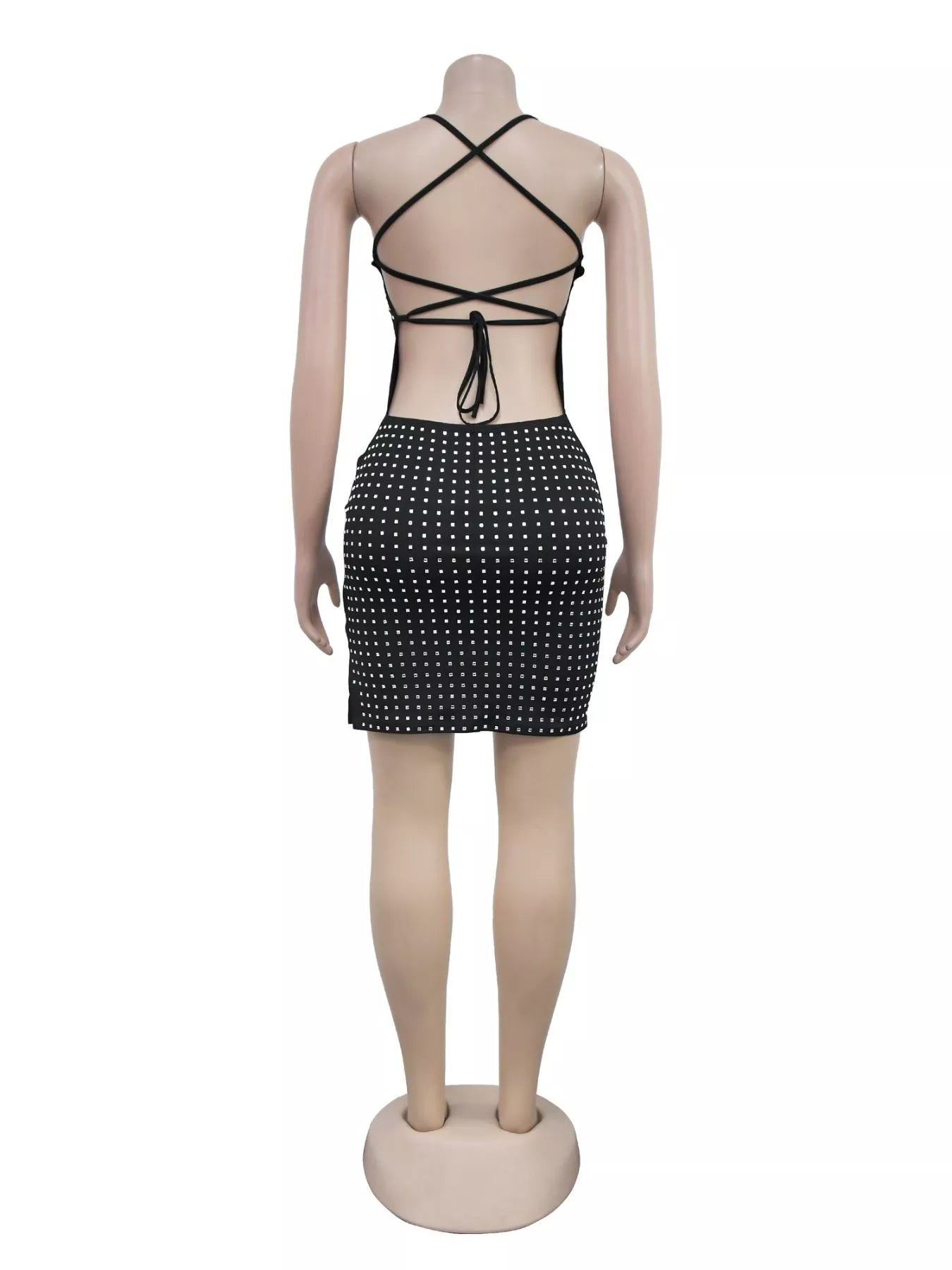 Rhinestone Embellished Bodycon Mini Dress - Brinxx Couture