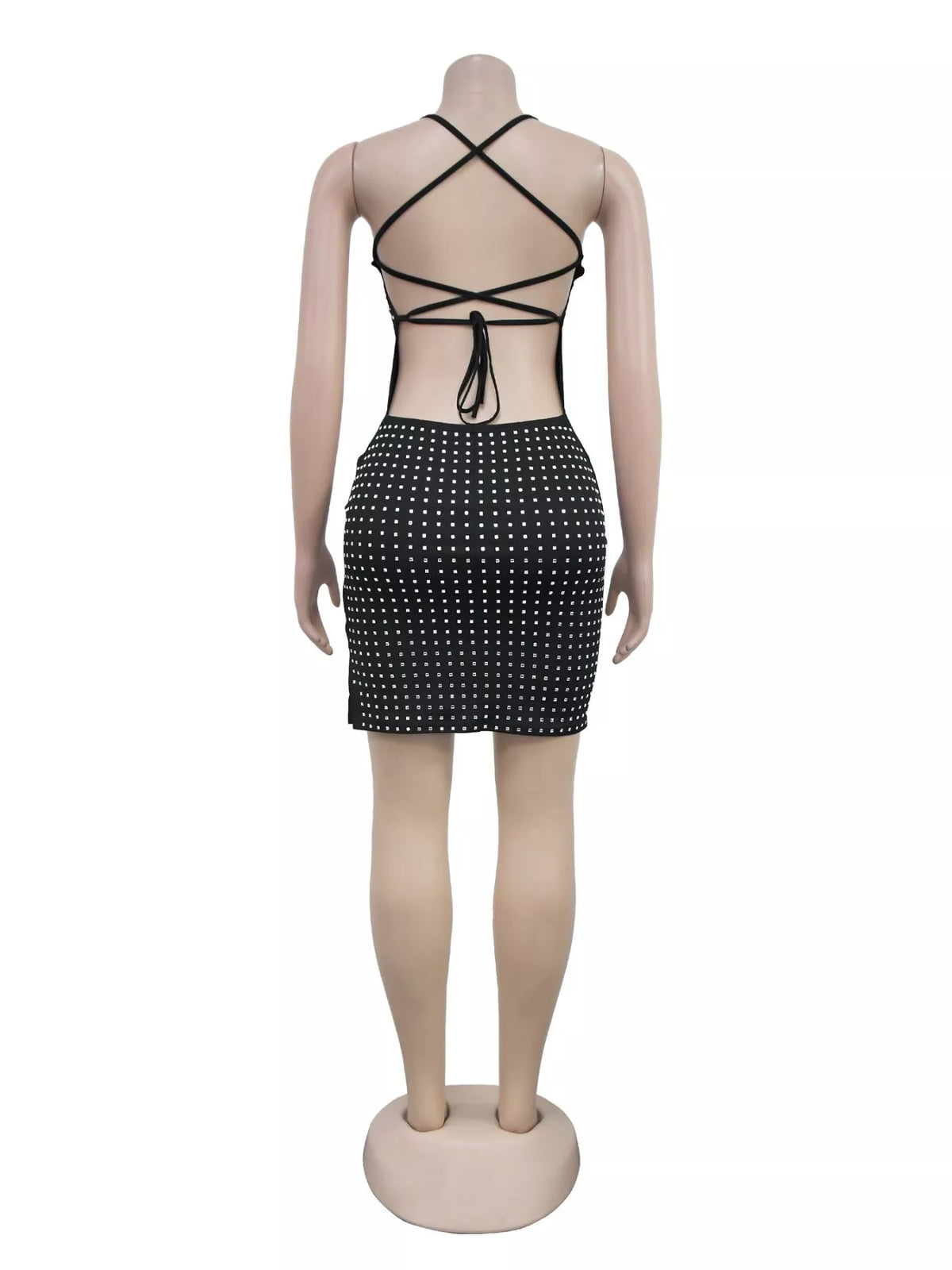 Rhinestone Embellished Bodycon Mini Dress - Brinxx Couture