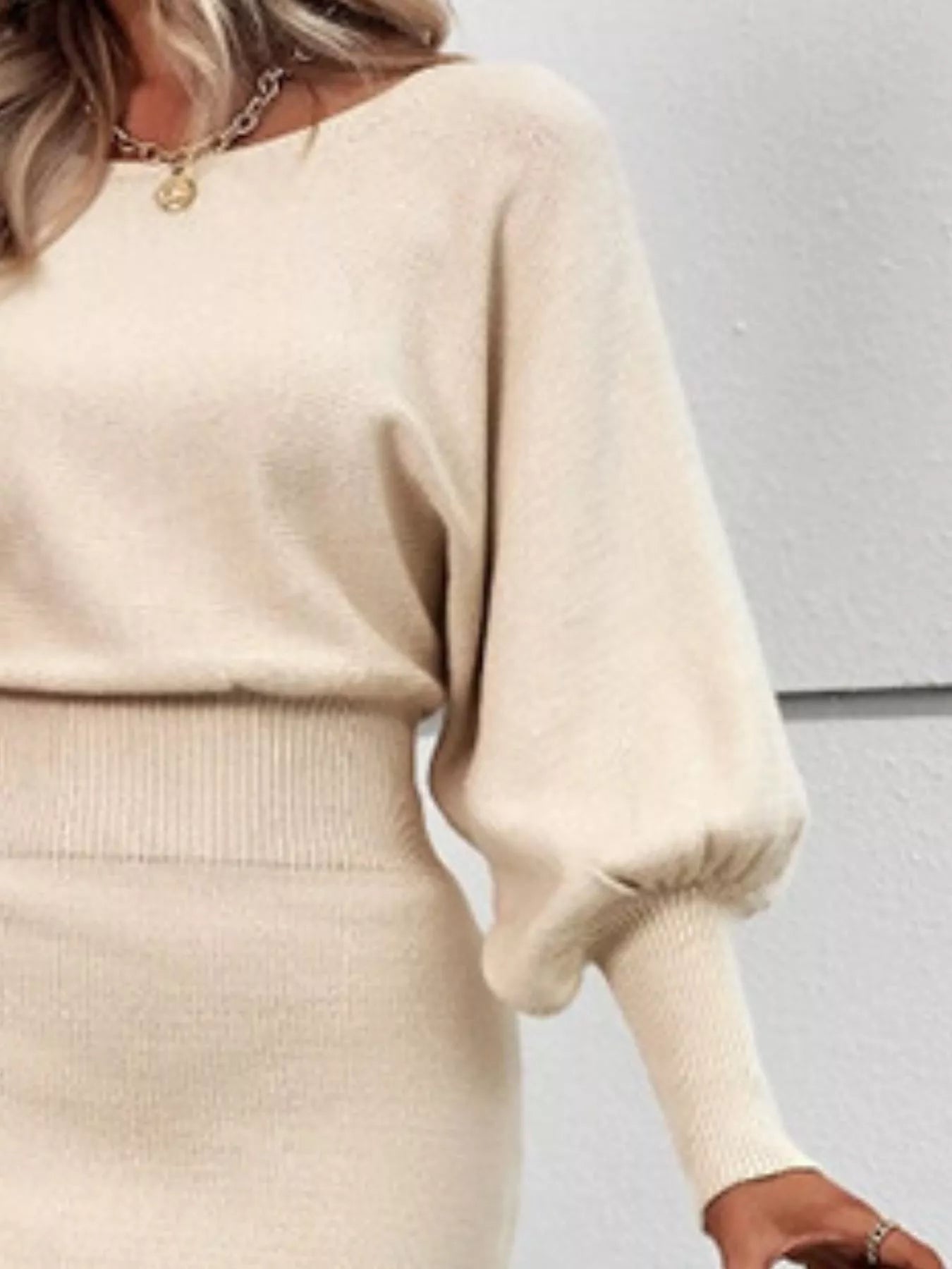 Lantern Sleeve Bodycon Sweater Dress - Cozy Chic - Brinxx Couture