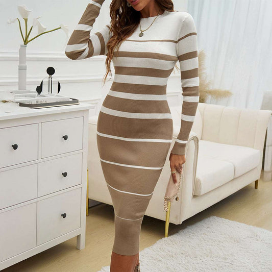 Bodycon Contrast Long Sleeve Dress - Brinxx Couture
