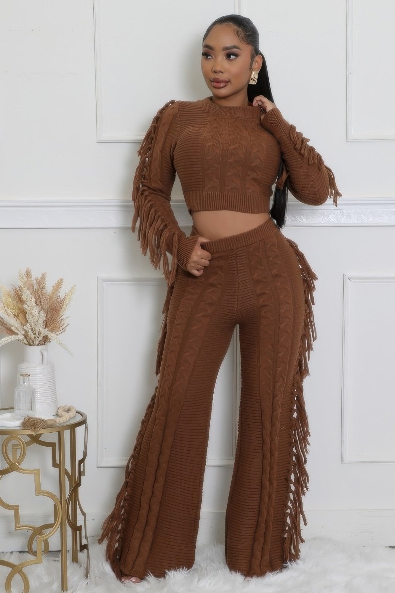 Knitted Stretch Pant Set - Brinxx Couture
