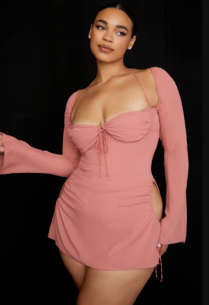 Peek Hole Mini Dress - Flirty Cutout Detail - Brinxx Couture