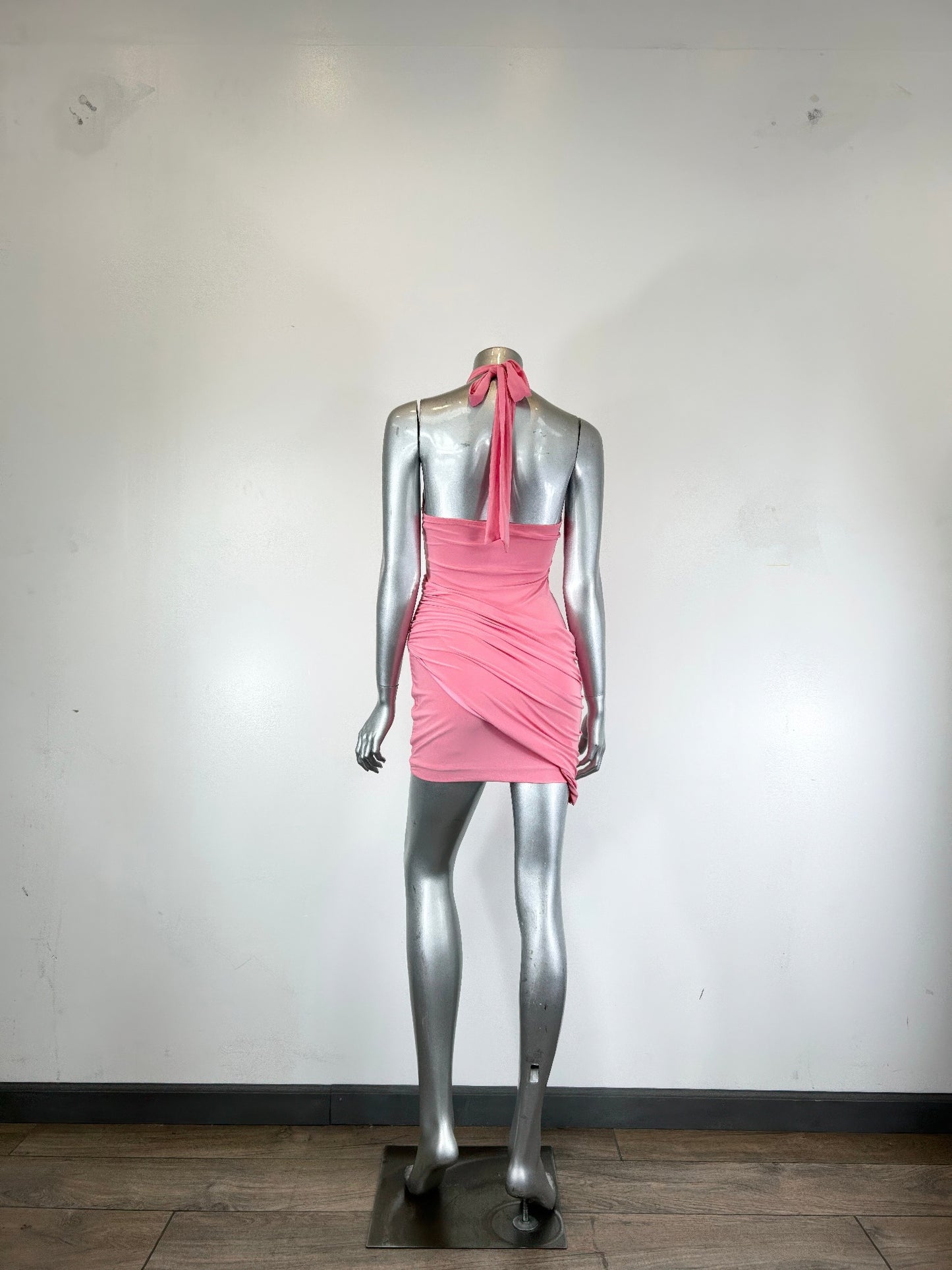 Sleeveless Mini Dress With A Halter Neck - Brinxx Couture