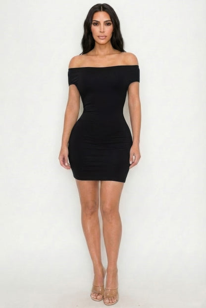 Off Shoulder Mini Dress With Open Back - Brinxx Couture