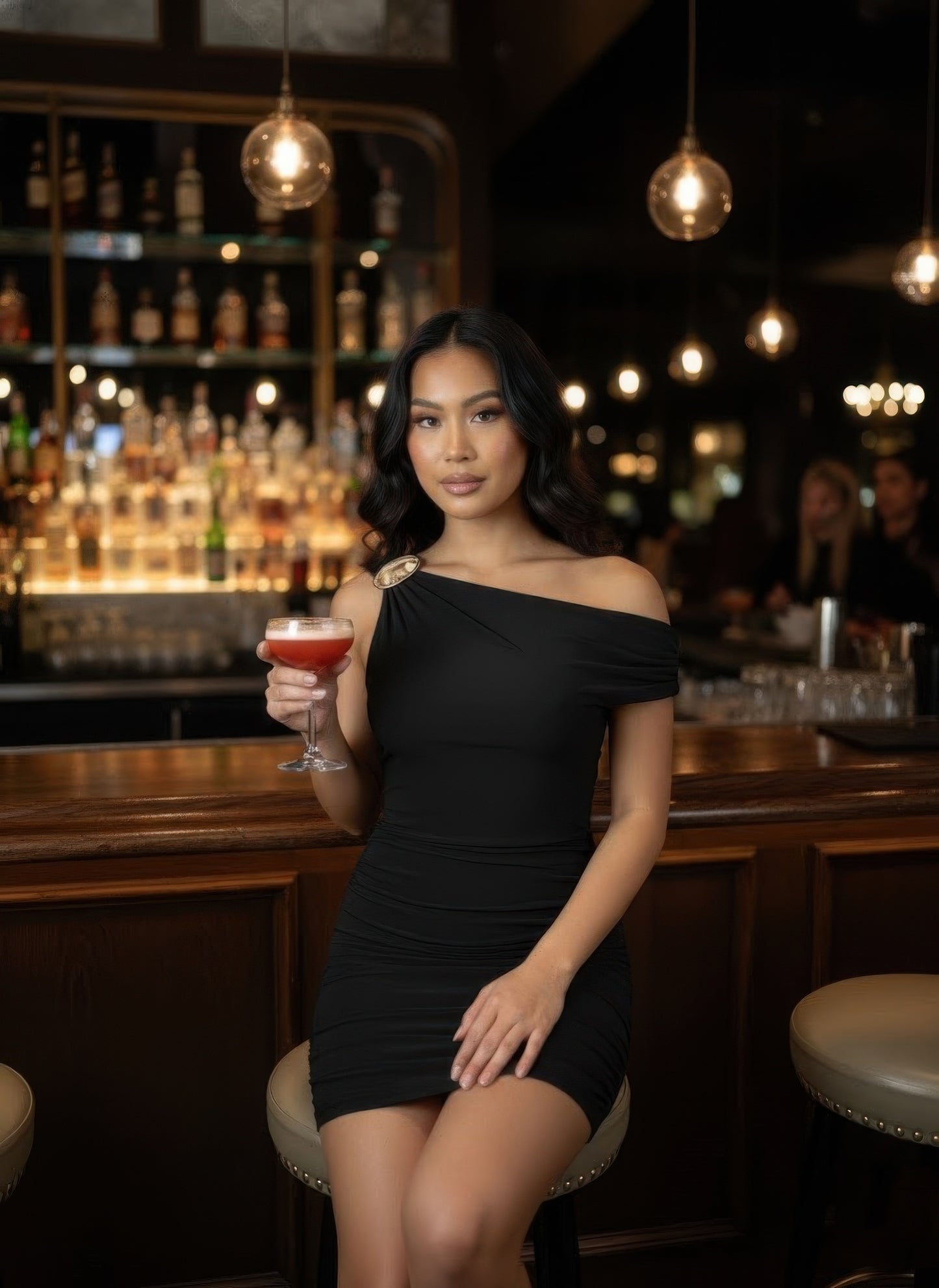 The Right Shoulder Is Gathered Mini Dress - Brinxx Couture