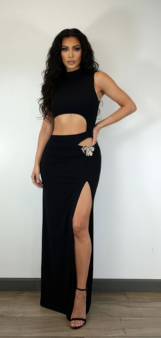 Sleeveless, High-neck Top Skirt Set - Brinxx Couture