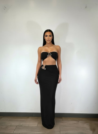 Tube Top Trim Detail Skirt Set - Brinxx Couture